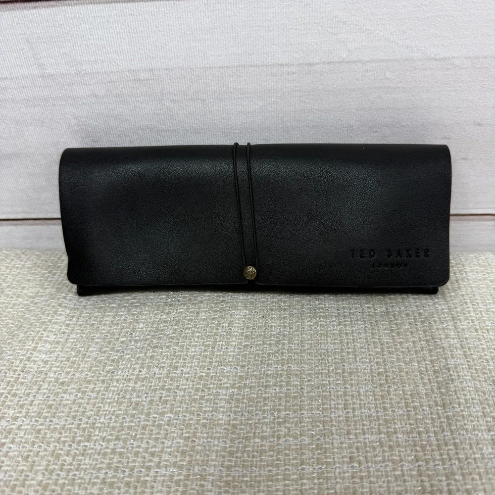 Ted‎ Baker London Black Soft Shell Fold Over Wrap Closure Case